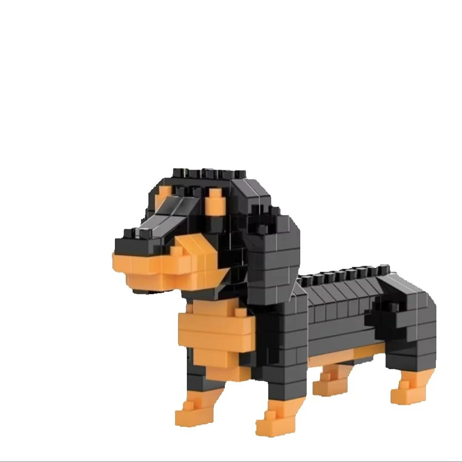 Kids Education Design - ミニダックスフント犬の積み木おもちゃ 大人と子供向け：詳細でリアルなデザイン、楽しくて教育的な組み立てセット