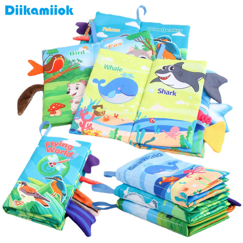 Kids Early Education Books - 新しい赤ちゃん布の本視覚と聴覚トレーニング早期教育玩具子供漫画動物の尾の本幼児 12-72 ヶ月