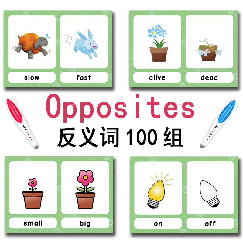 100組の反対語フラッシュカード 英語語彙カード 子供向け  - Kids Education Toys のレビューと価格