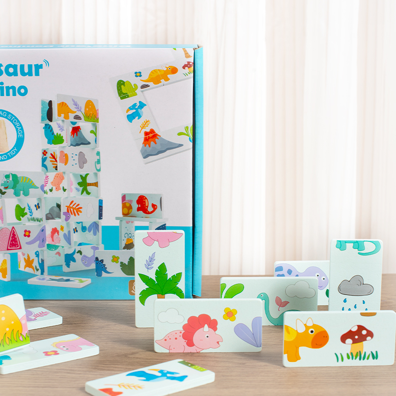 木のおもちゃ恐竜ドミノ動物シャドウペアリングリレーゲーム一致 - Kids Education Images のレビューと価格