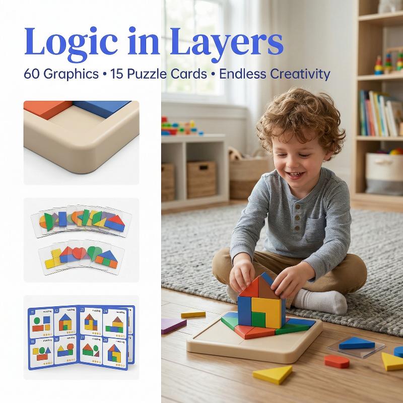1セット教育用ハウスデザインロジックゲーム幾何学的形状パズル - Kids Education Design のレビューと価格