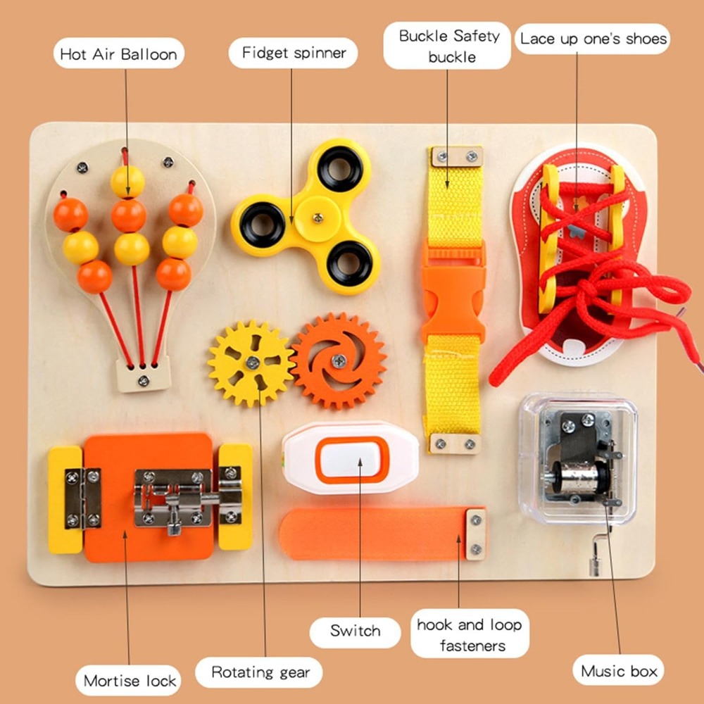 モンテッソーリ木製ビジーボードおもちゃ、幼児向け感覚教育フィ - Kids Education Toys のレビューと価格