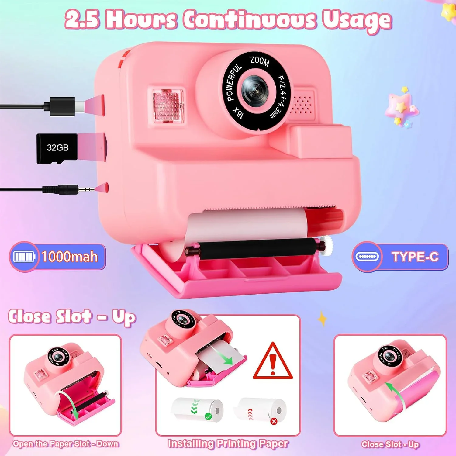 子供用デジタルカメラ,32gカード,インスタント印刷とビデオ - Kids Education Images のレビューと価格