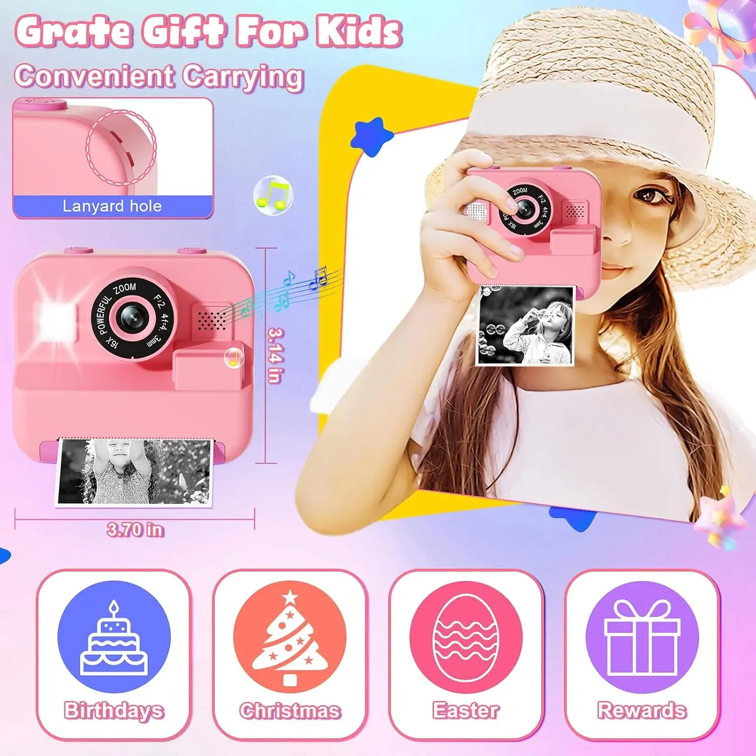 子供用デジタルカメラ,32gカード,インスタント印刷とビデオ - Kids Education Images のレビューと価格